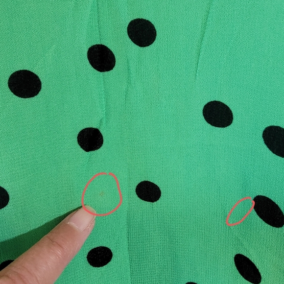 GANNI Green Black Polkadot Dainty Mid Shift Dress 34/XS Viscose Minimalist - Picture 11 of 12